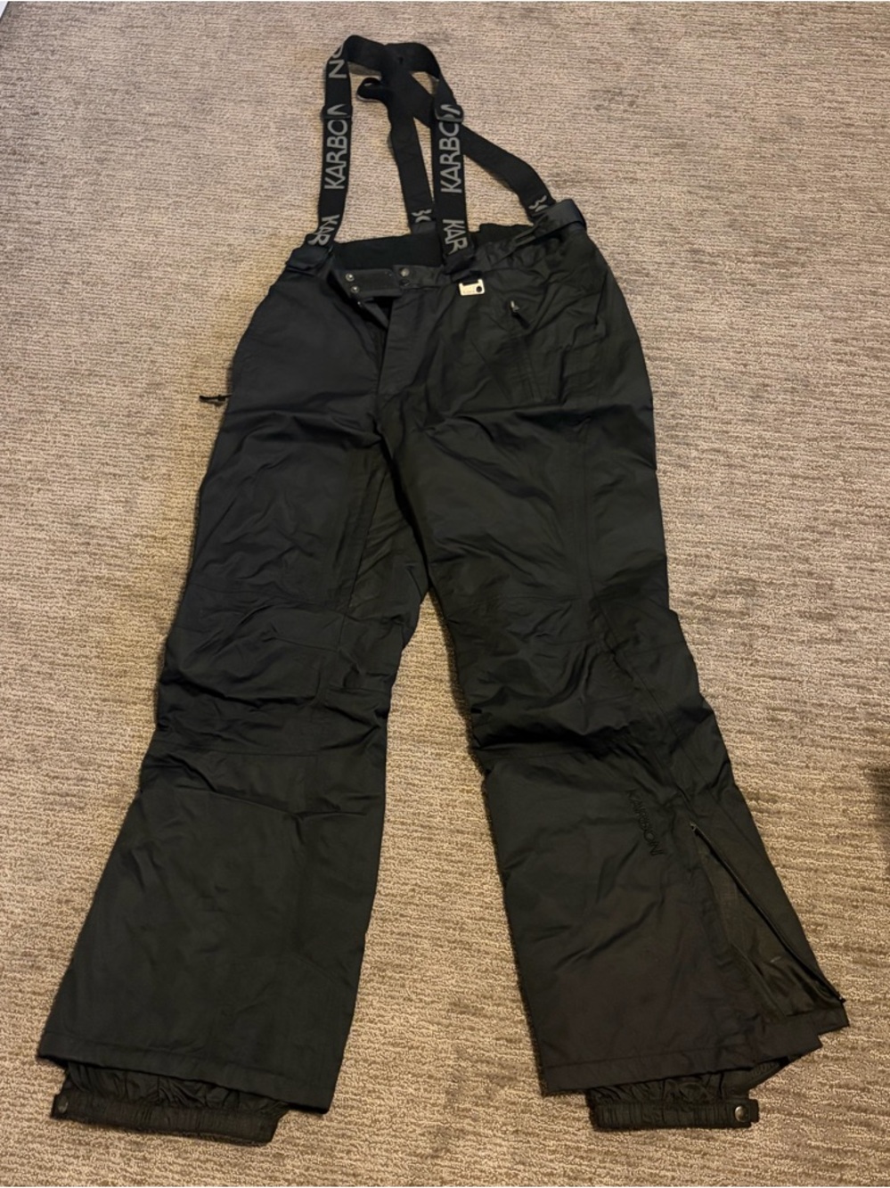 KARBON Black Women's Insulated Ski/Snow Pants with Adjustable Suspenders